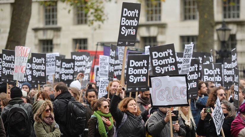 Londýn, demonštrácia, Sýria
