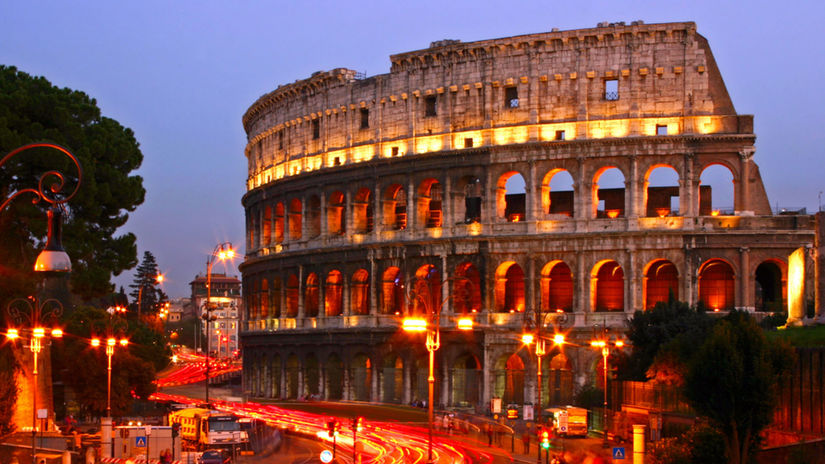 Rím, Koloseum, Taliansko, ulica, večer,