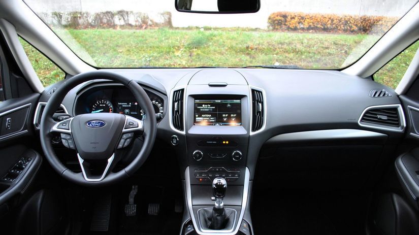 Predná časť interiéru je pre Ford typická.