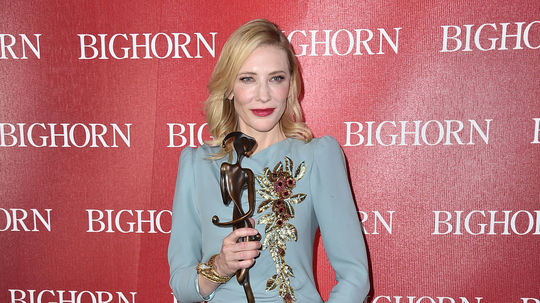Cate Blanchett s cenou za film Carol v šatách...