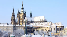 Praha, hrad, Hradčany, Pražský hrad, zima, sneh