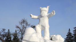 sneh, ľadové sochy, festival snehu, Krasnojarsk, Rusko,
