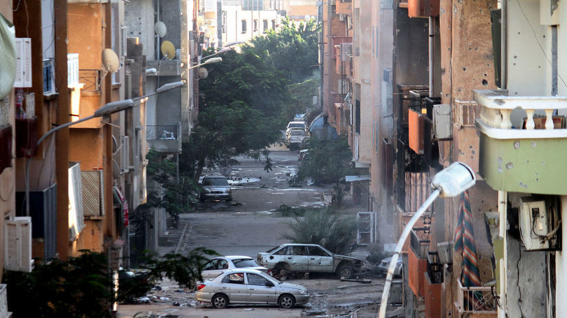 líbya, libya, bengázi, ulica, zničená ulica,