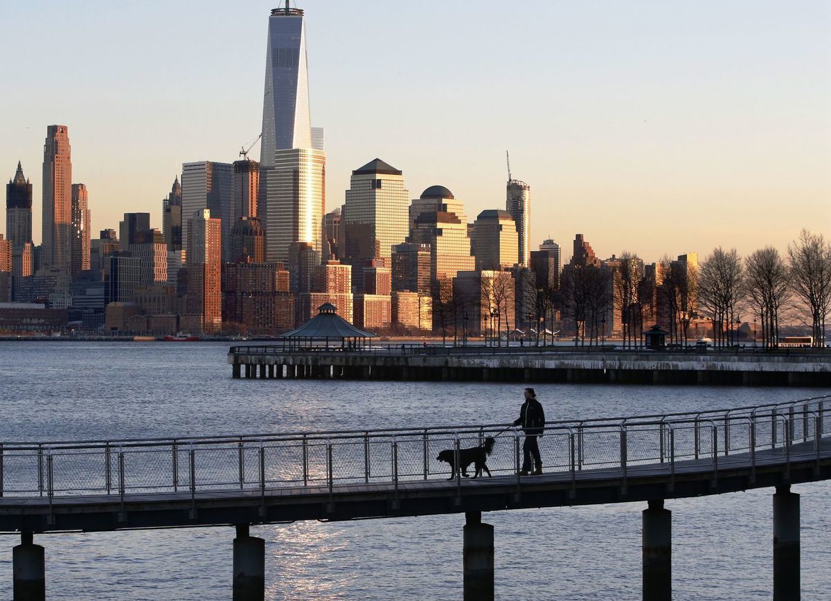 New York, New Jersey, USA, Amerika, Manhattan, One World Trade Center, Hoboken, pes, prechádzka, venčenie,