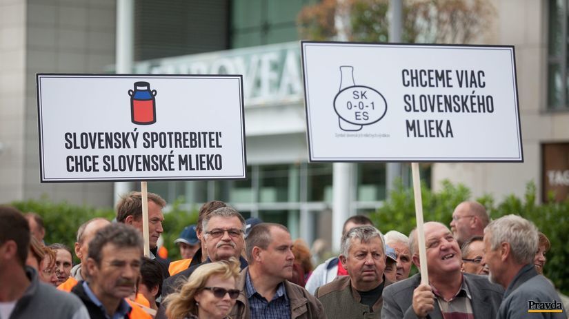 mlieko, protest, štrajk, slovenské výrobky,...