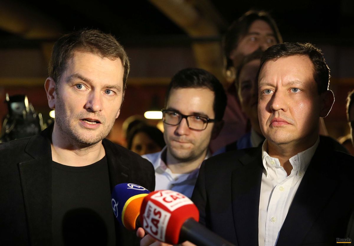 Volebný štáb OĽaNO-Nova: Igor Matovič a Daniel...