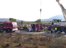 španielsko, autobus, nehoda