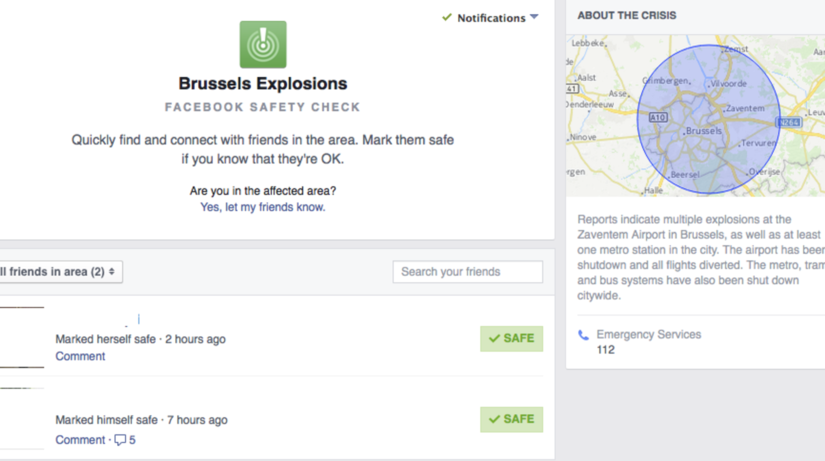 Brusel, safety check, Facebook, Kontrola bezpečia