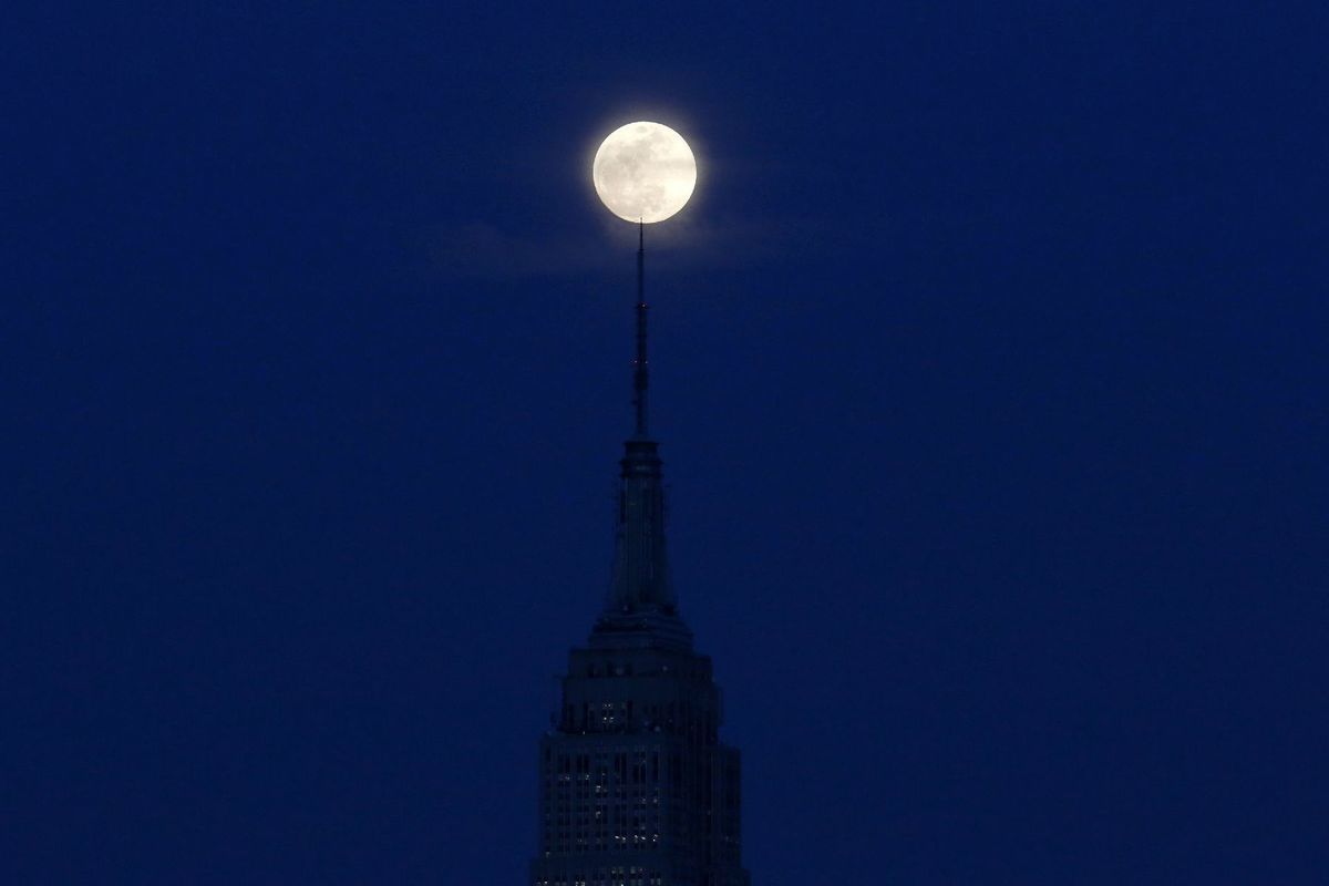 New York, USA, Empire State Building, mesiac, noc