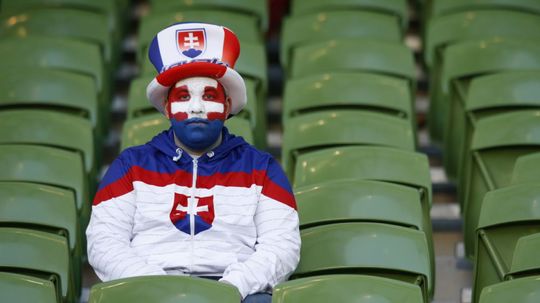Slovenský fanúšik pred zápasom v Dubline. 
