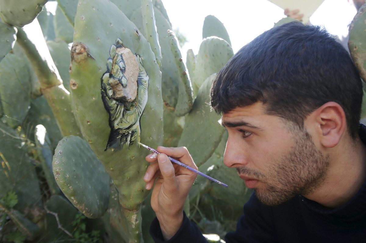 kaktusy, umelec, maľby, Palestínčan
