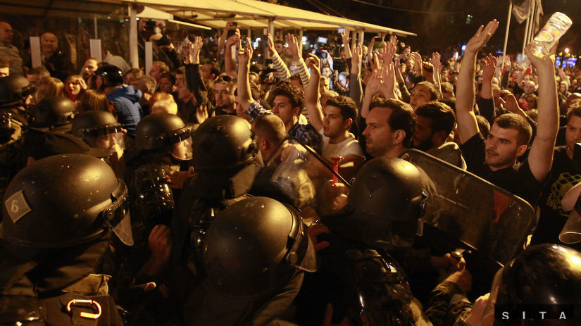 macedónsko, protest, demonštrácia, skopje,