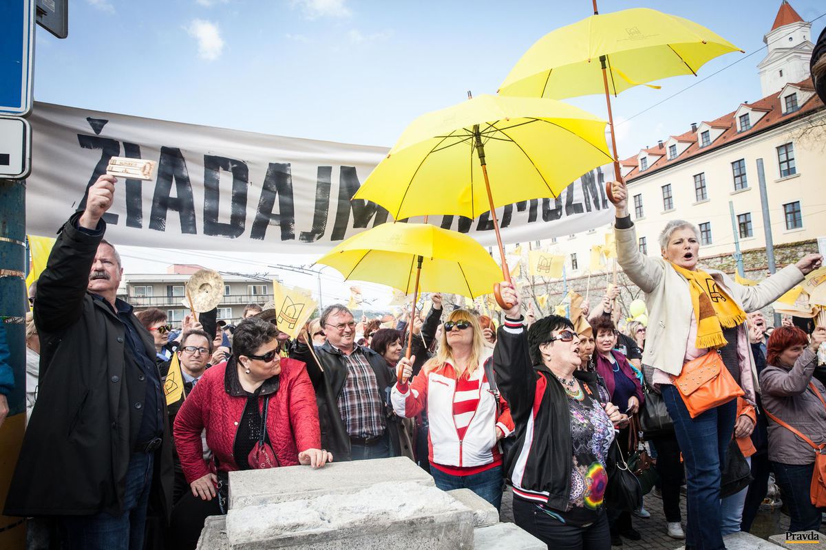Protest učiteľov v Bratislave.