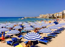 Taliansko, pláž, Cefalu, more, opaľovanie, dovolenka
