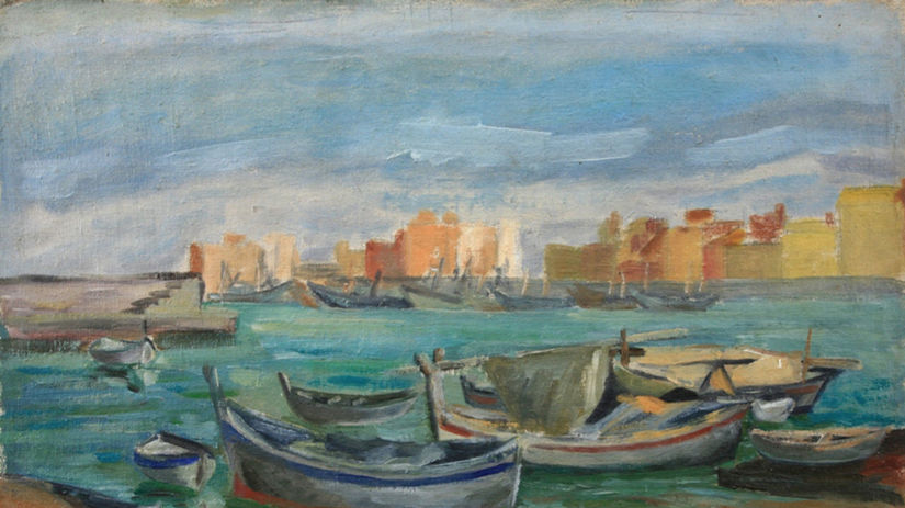 Matilda Čechová: Loďky v prístave - Anzio, 1948