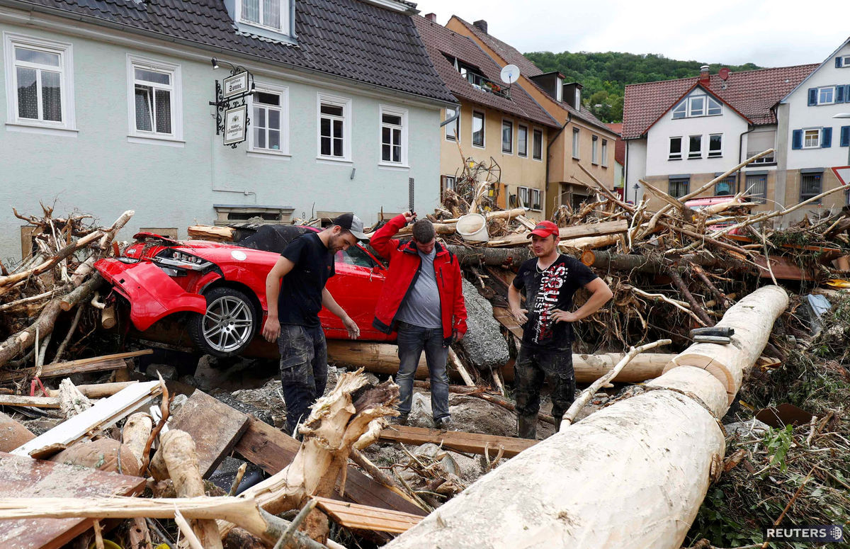 Následky záplav v meste Braunsbach.