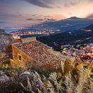 Sicília, Etna, sopka, Taormina, ostrov, večer, dovolenka, leto, noc,