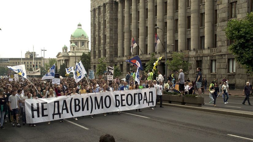 srbsko, protest,
