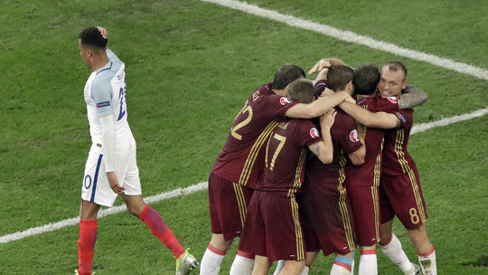 Rusko, futbal, ME 2016, radosť