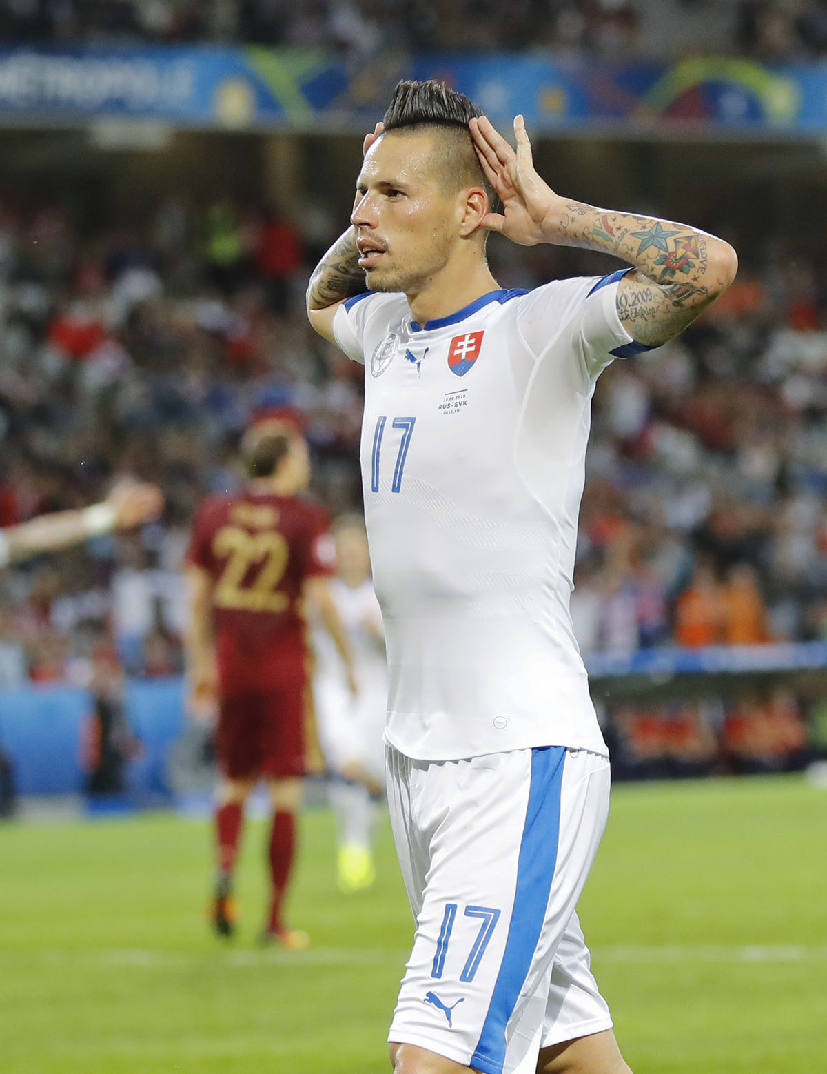 Marek Hamšík po svojom góle do siete Ruska.