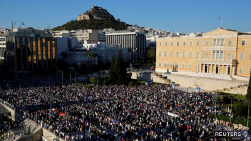 Grécko, Atény, demonštrácia