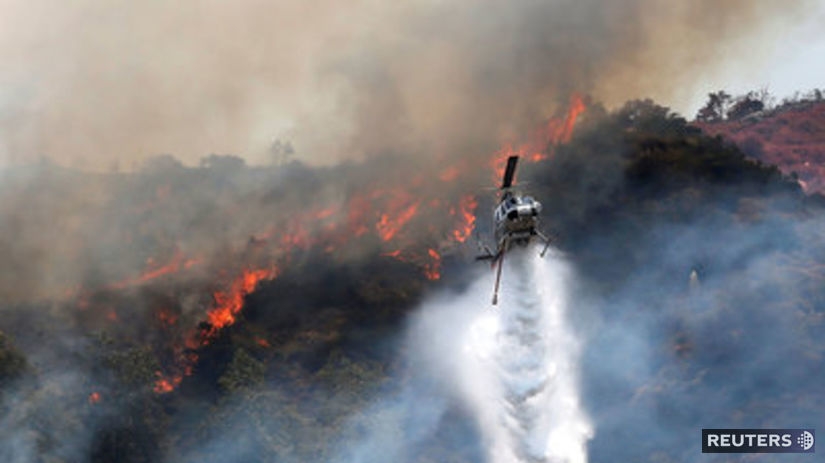 kalifornia, požiar, les, helikoptéra