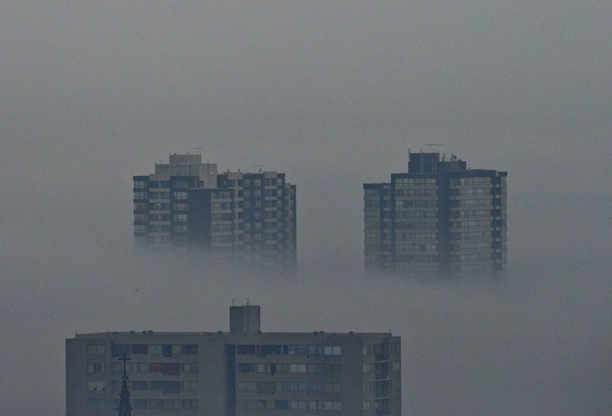 Čile, smog, znečistenie, hmla, opar, mesto, bytovky, Santiago de Chile,