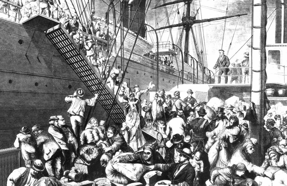 Imigranti z Európy nastupujú v roku 1874 v...