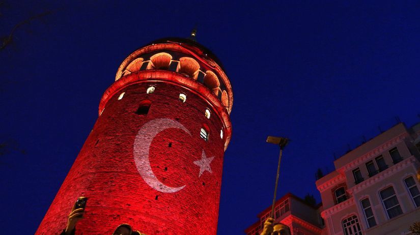 Turecko, veža, vlajka, selfie, veža Galata,...