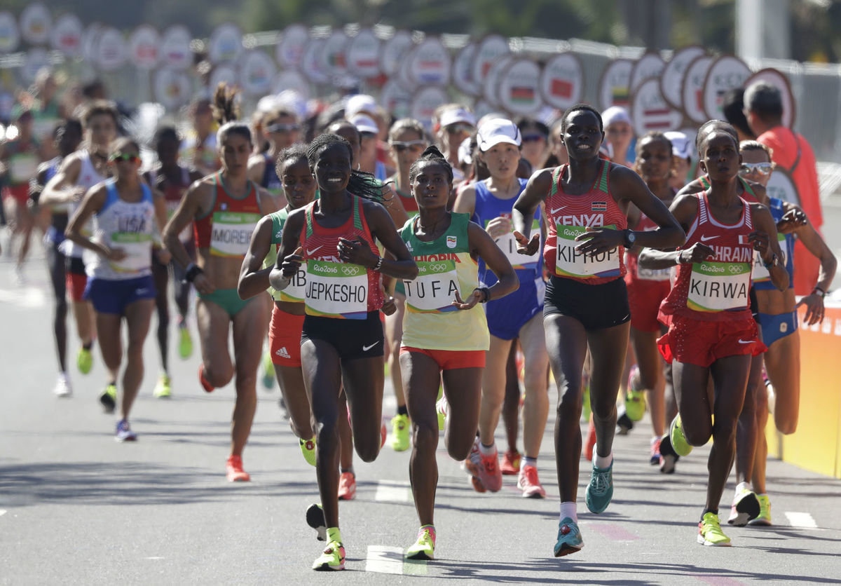 Momentka zo ženského maratónu v Riu de Janeiro.
