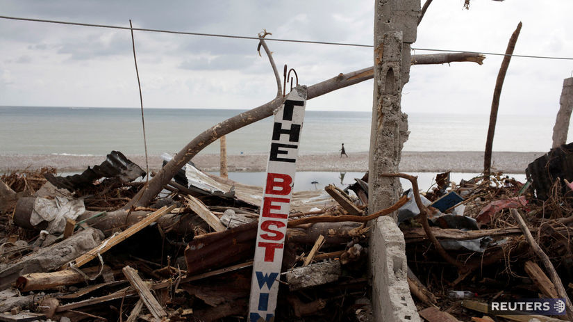 Haiti, hurikán Matthew, trosky, zničená...