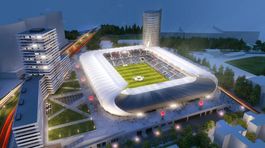 Na Tehelnom poli už montujú žeriavy. Slovanisti ukázali nočnú vizualizáciu