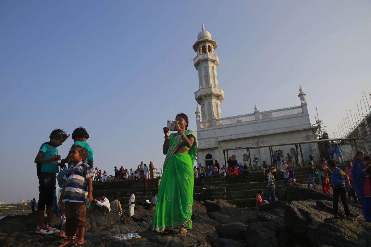 India, fotografovanie, fotka, mobil, moslimská modlitebňa