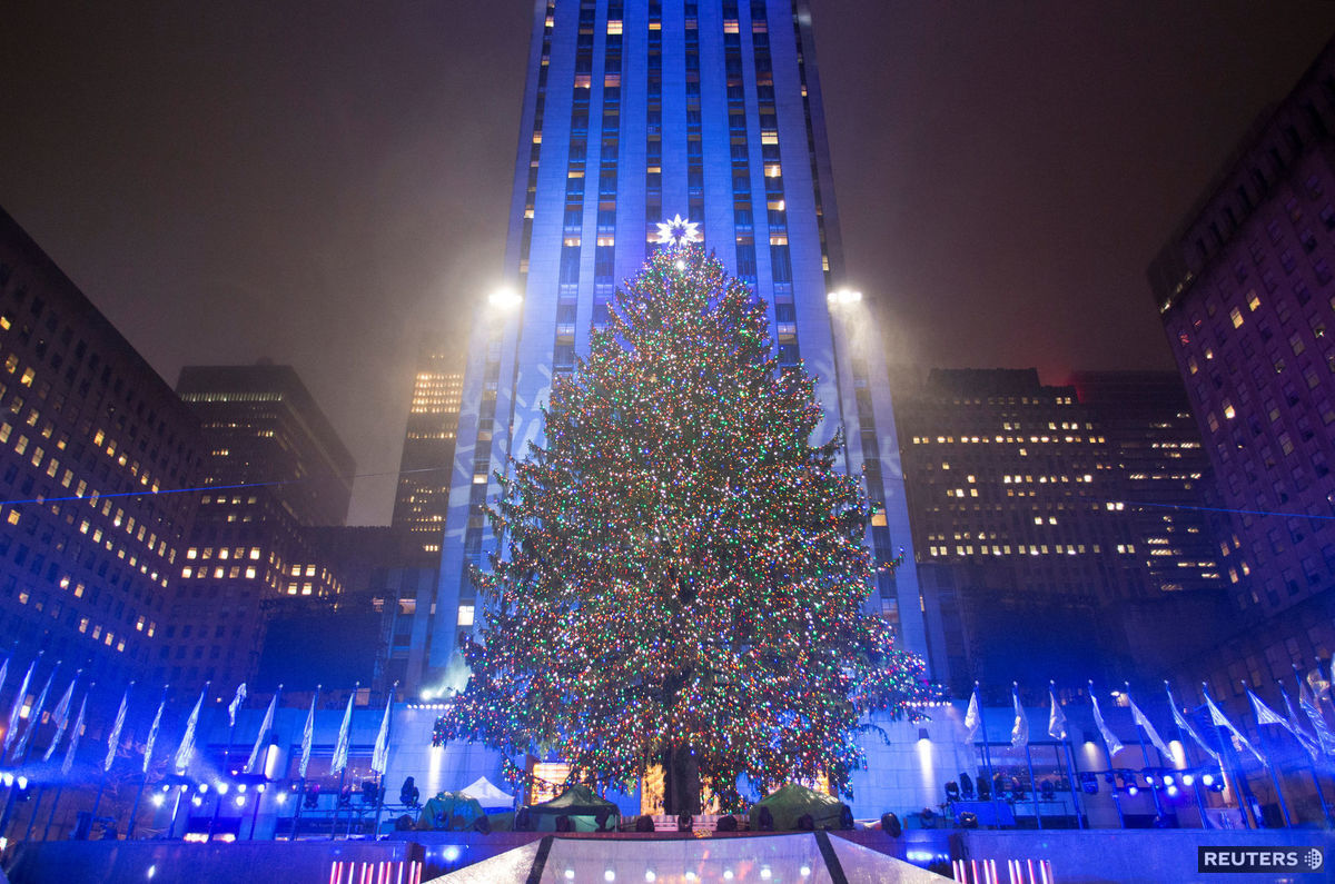 New York, Vianoce, vianočný strom, Rockefeller Center, Manhattan