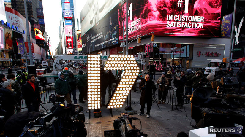 New York, Times Square, 2017, Silvester, Nový rok