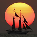 loď, plachetnica, Florida, slnko, more, západ slnka, večer, oceán, plavba, plavidlo