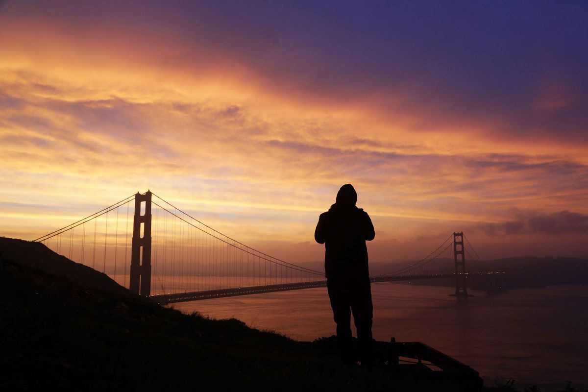 San Francisco, Kalifornia, Golden Gate bridge, most, večer