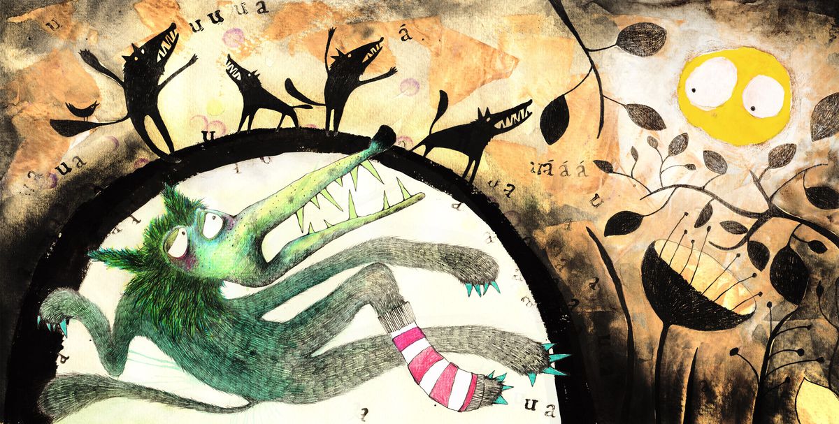 Ilustrácia Ley Točekovej z knihy Vlk a tma.