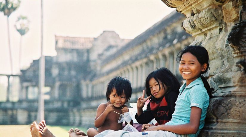 Kambodža, Angkor Wat, deti