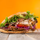 kebab, sendvič, jedlo, rýchle jedlo, fast food, fastfood, mäso, žemľa
