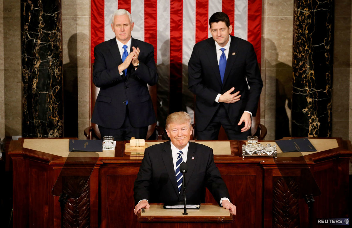 Donald Trump sa vo svojom prejave v Kongrese...