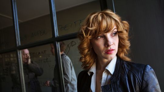 Herečka Vica Kerekes na zábere k seriálu Clona.