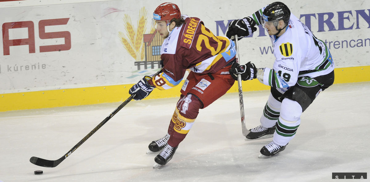 Boris Sadecký (vľavo) v drese Dukly Trenčín.