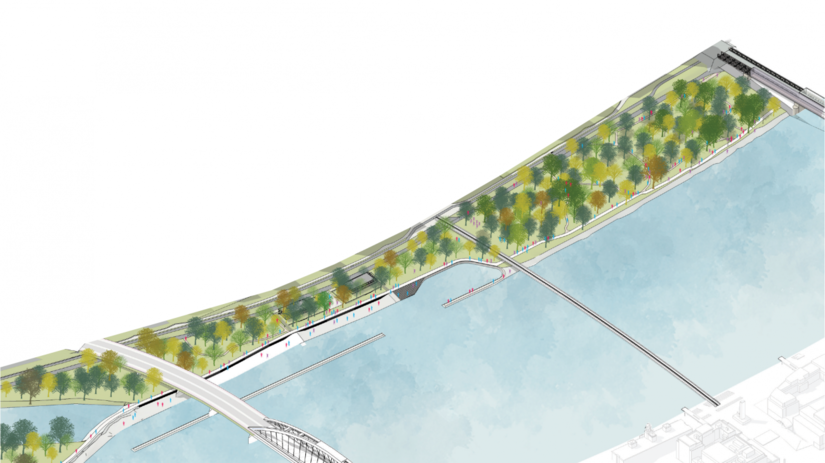 Pohľad na revitalizované nábrežie.