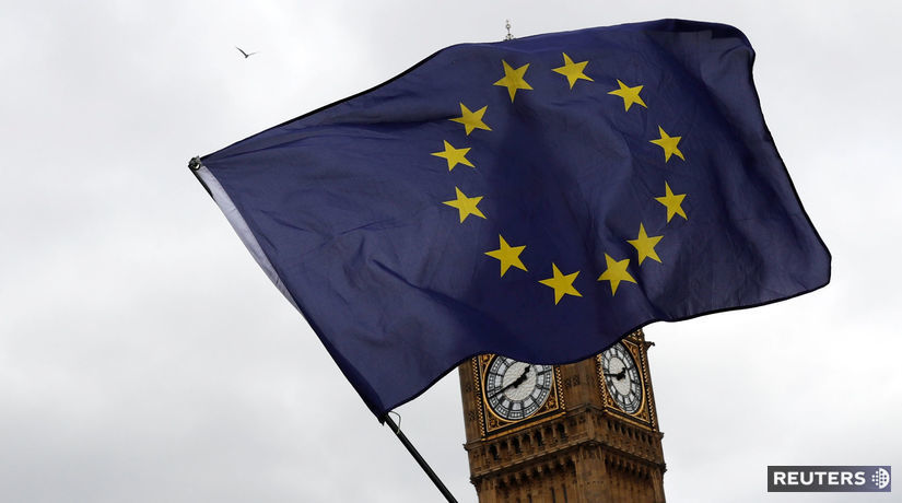 vlajka EÚ, brexit, Big Ben, Británia