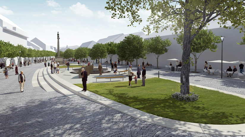 Vizualizácia Mierového námestia v Trenčíne.
