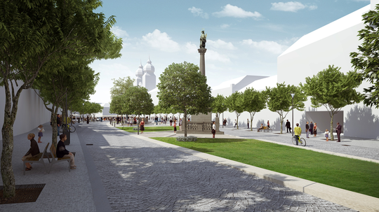 Vizualizácia Mierového námestia v Trenčíne.