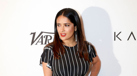 Herečka Salma Hayek na akcii v New Yorku.