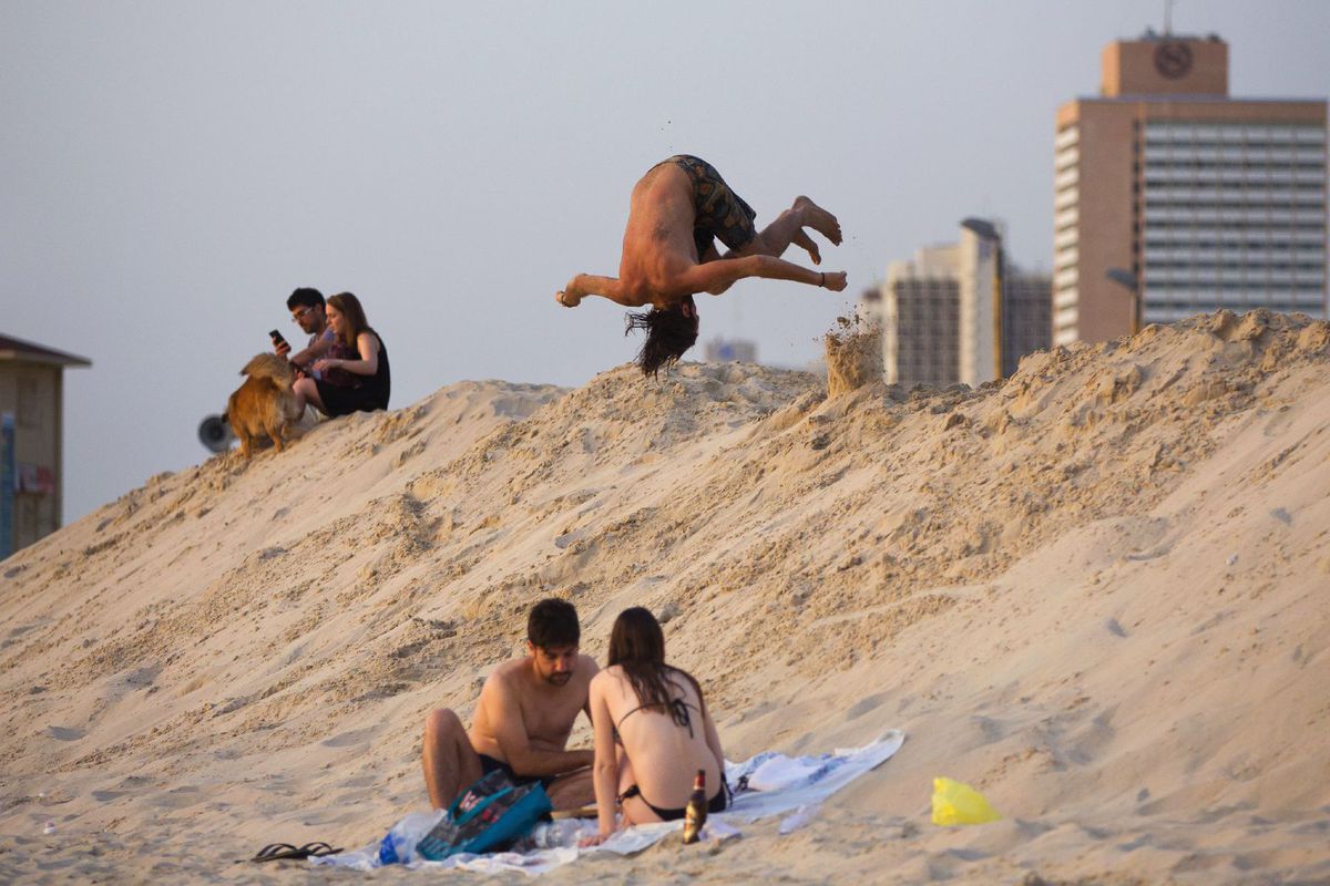 Izrael, pláž, piesok, piesková pláž, Tel Aviv
