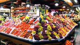 Španielsko, Barcelona, trhovisko, trh, ovocie, zelenina, La Rambla